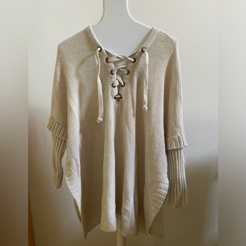 Francesca’s- Cream Knit Tunic with Sleeves